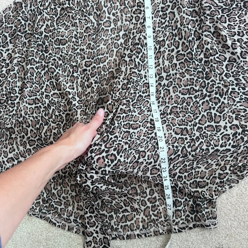 Blu Pepper Leopard Print‎ Kimono Cardigan Tie Front Sheer One Size